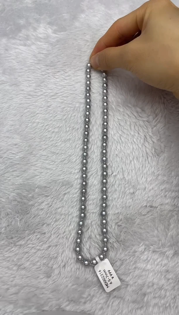 项链银S925镶嵌海水珍珠AK真多麻6.5-7mm