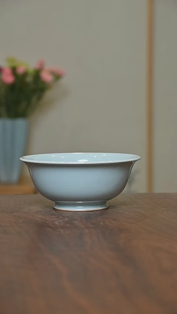 碗14CM 天青 微瑕 朱家汝窑款