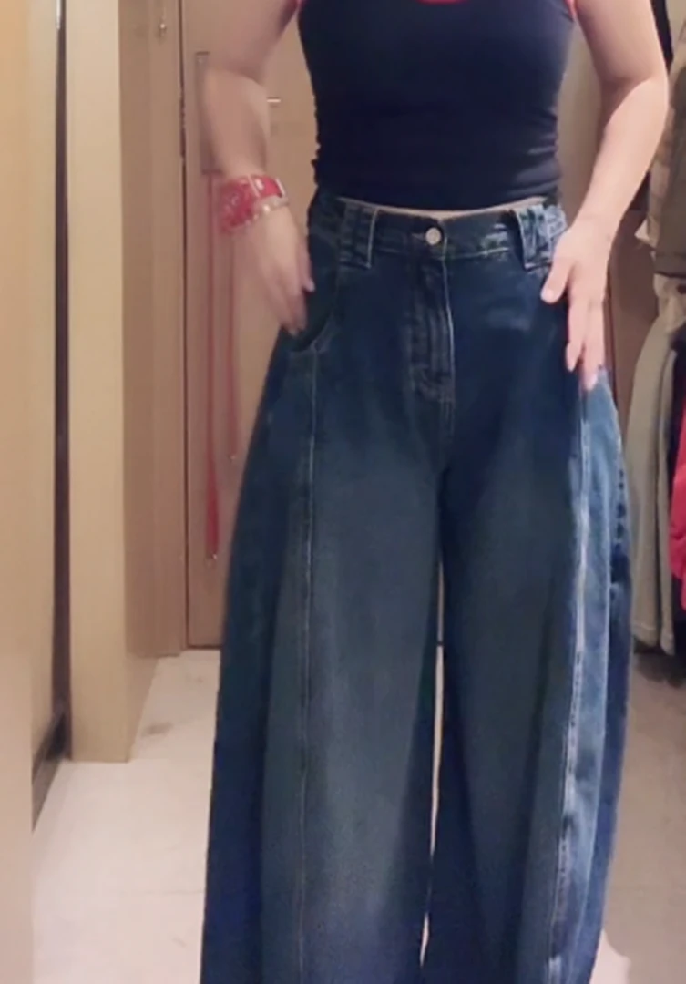喜家外贸-春季新款休闲百搭纯色通用大版牛仔裤女