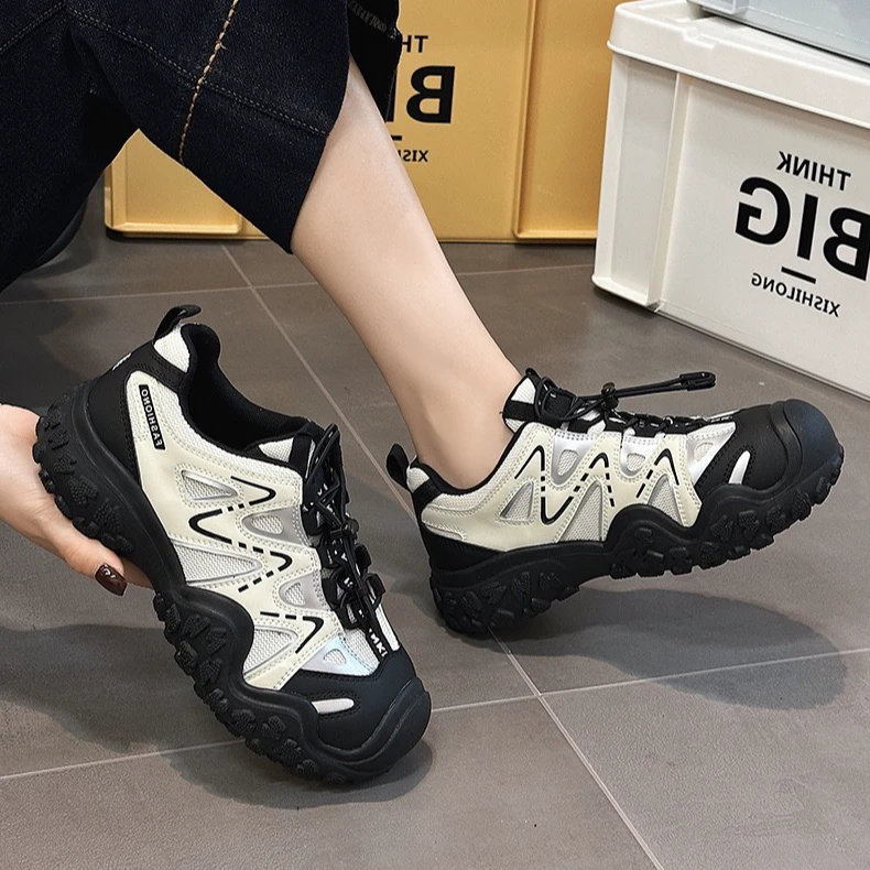 增高8cm老爹鞋女2025春季舒适百搭运动登山跑步鞋