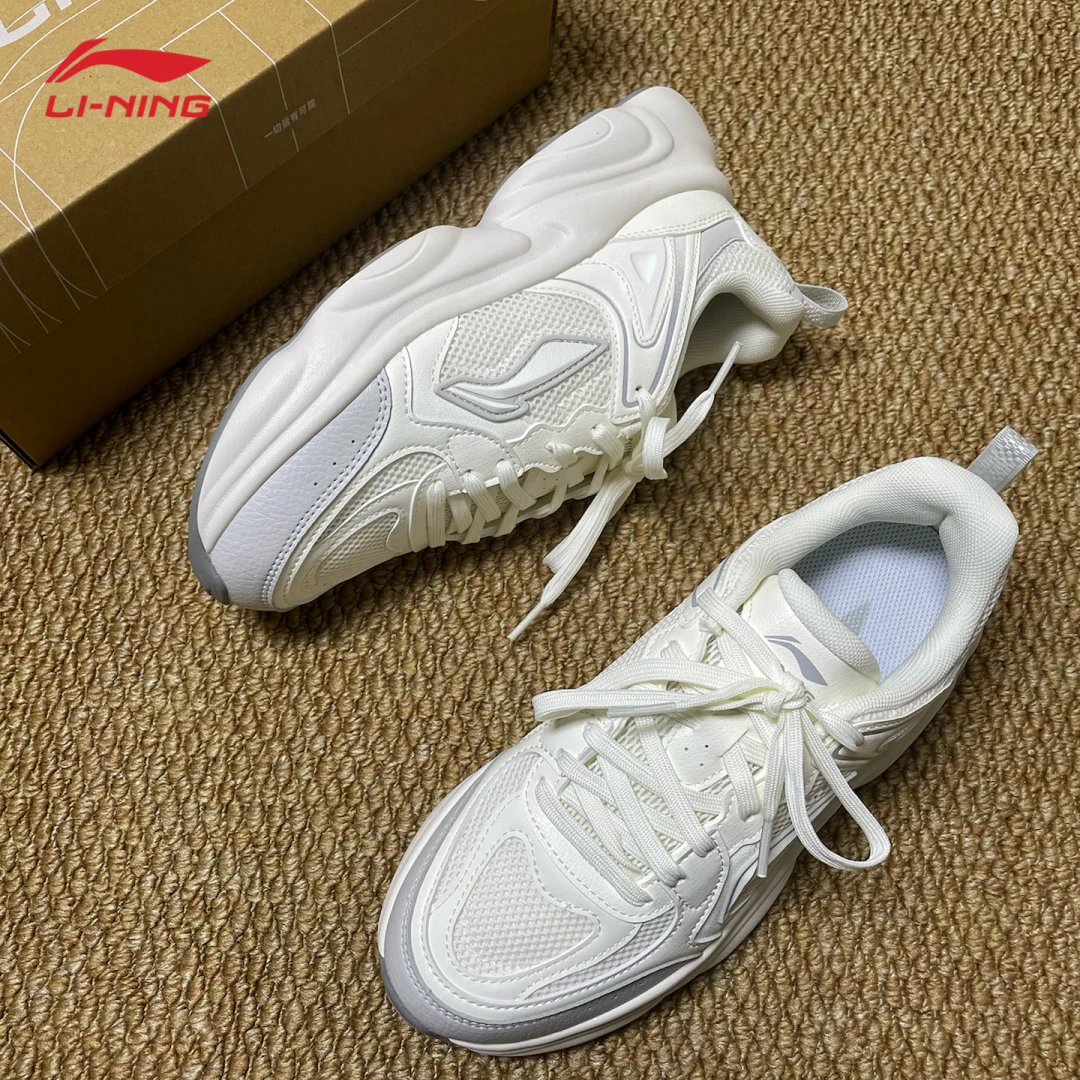 李宁奶椰女款老爹鞋2025夏季厚底软弹拼接网面运动鞋百搭休闲鞋