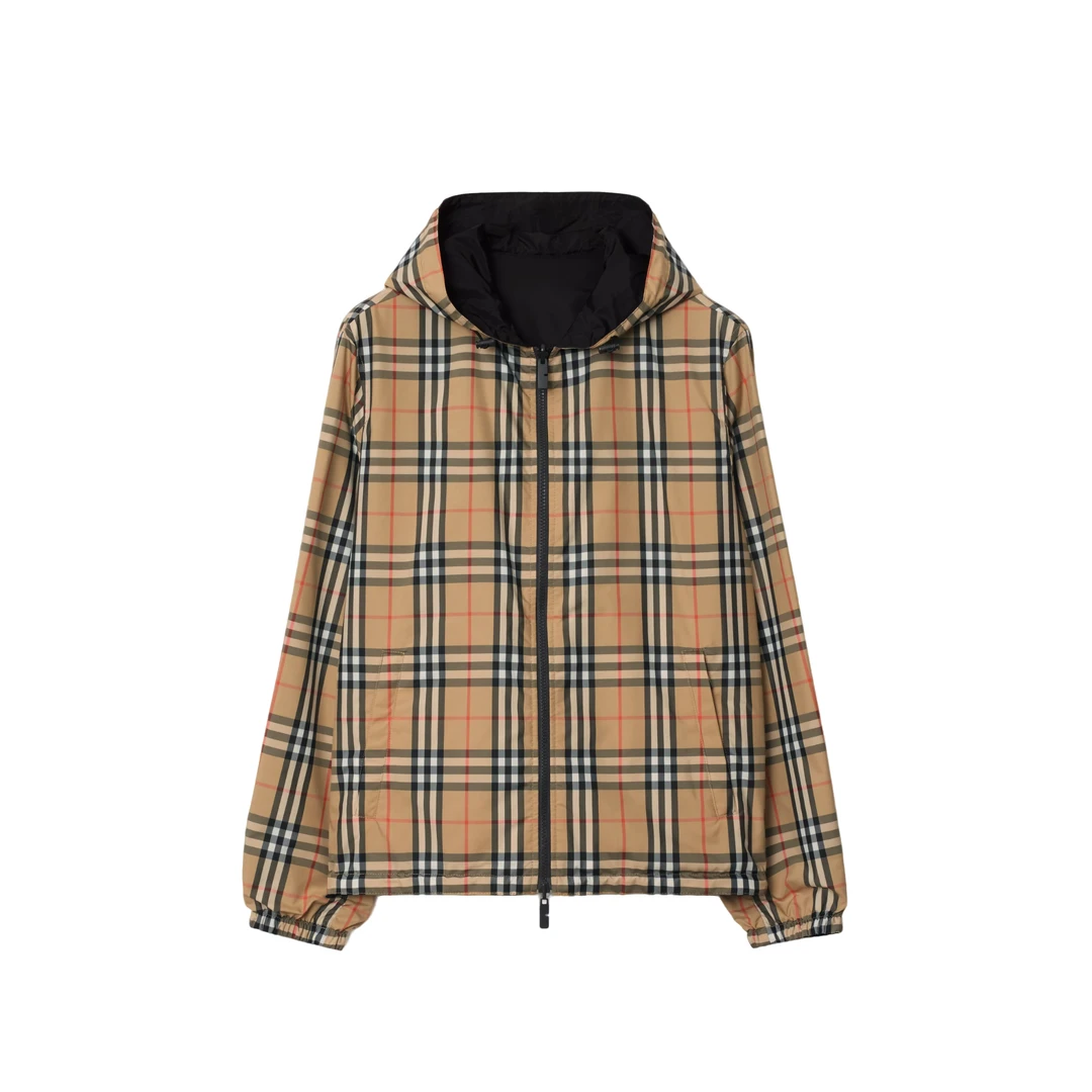 未使用 BURBERRY/博柏利 经典双面俩穿格纹拉链连帽夹克外套