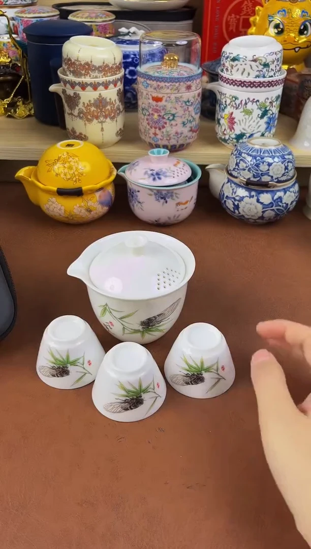 陶瓷茶具摆件旅行套组