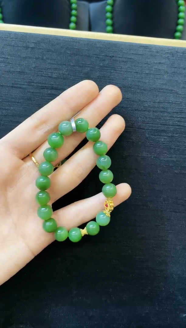 【闪购商品】和田玉手串18K金镶嵌多样性发一