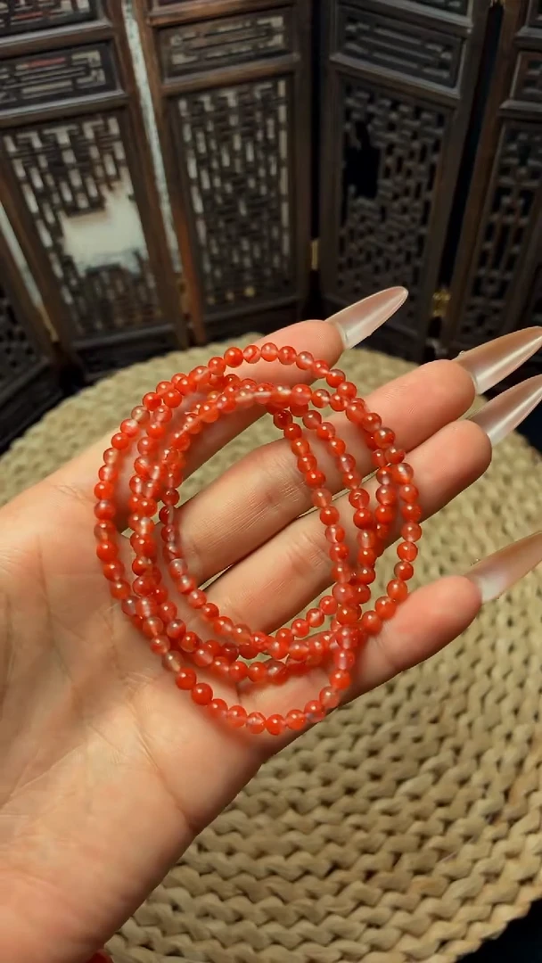 未镶嵌多圈南红玛瑙4mm冰飘多圈