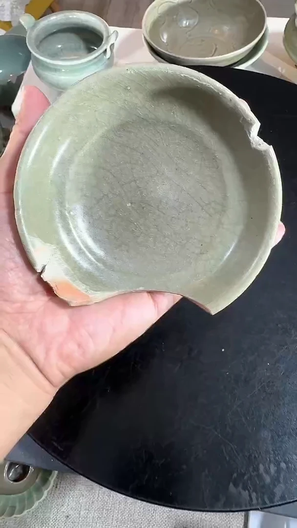 瓷片龙泉青瓷小碟学习标本