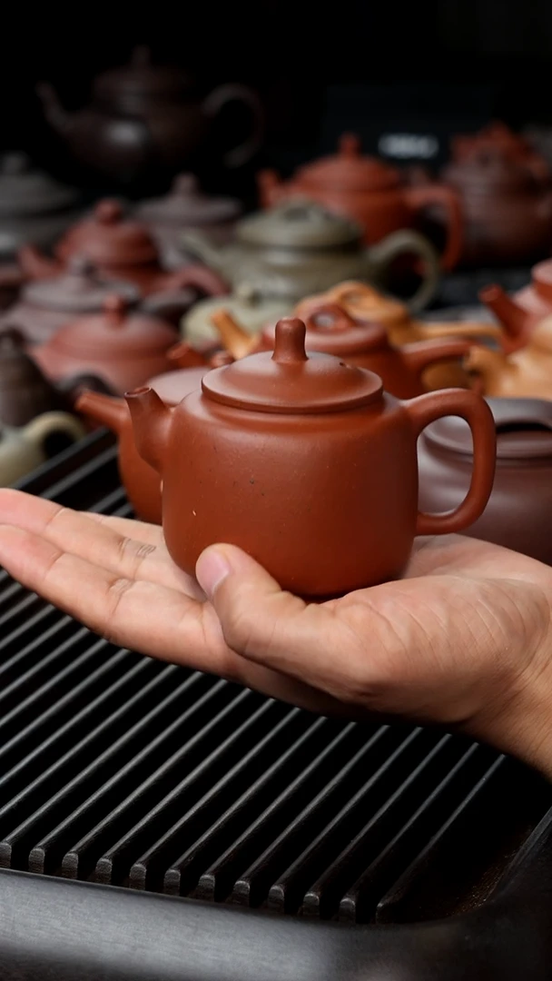 茶壶紫砂红泥墨林微瑕半手120