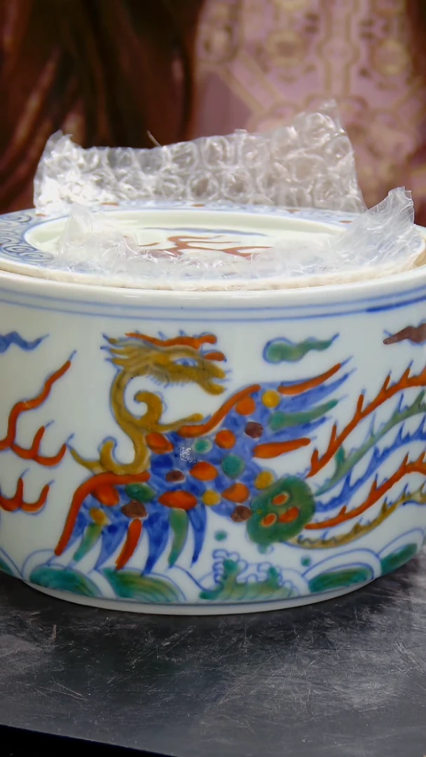 瓶斗彩龙凤纹蛐蛐罐#1318#