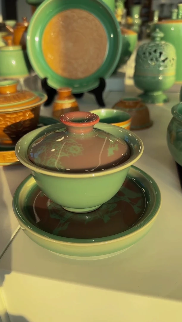 马上有钱花·全手·剔花·三才盖碗·高货