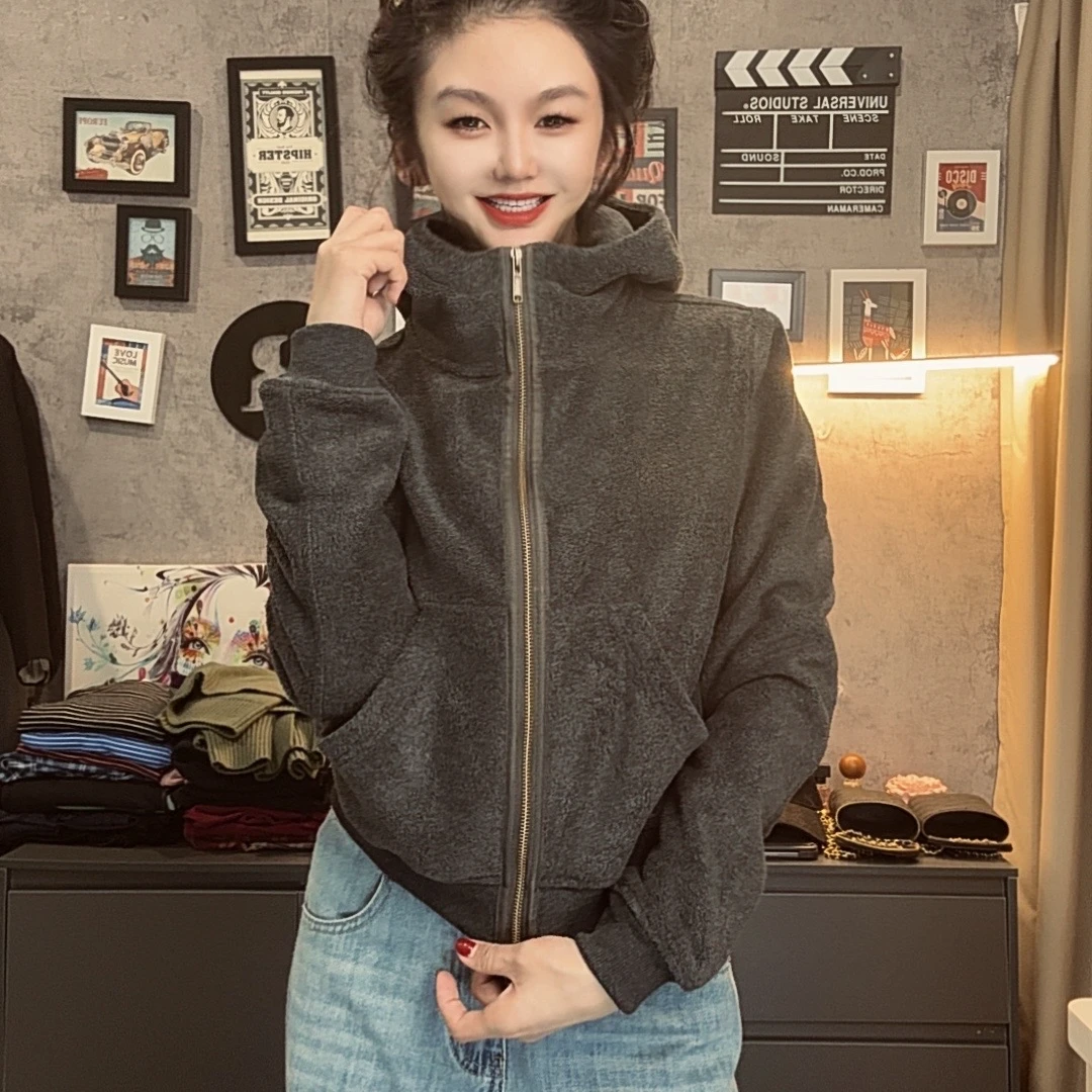 【格儿专属】韩版加厚宽松连帽保暖运动休闲摇粒绒女百搭显瘦ins