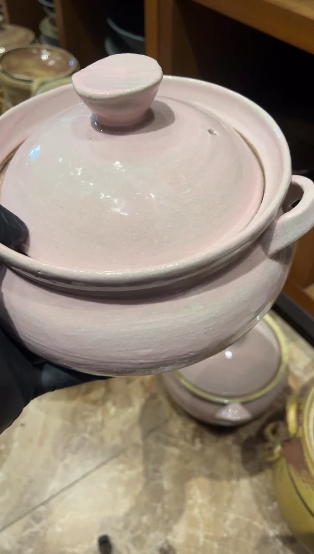 【闪购商品】瓷片218，粉色手工沙煲砂锅