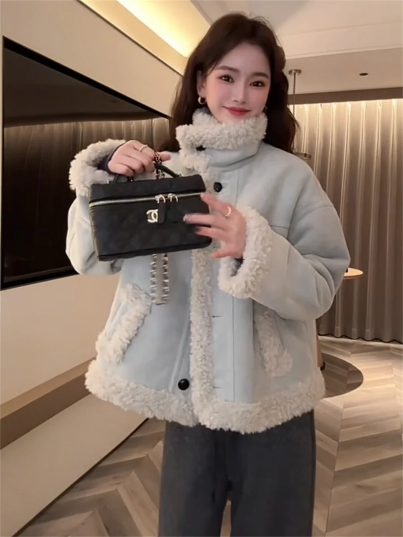 立领加绒加厚外套女2025冬季新款洋气保暖小个子今年流行上衣潮