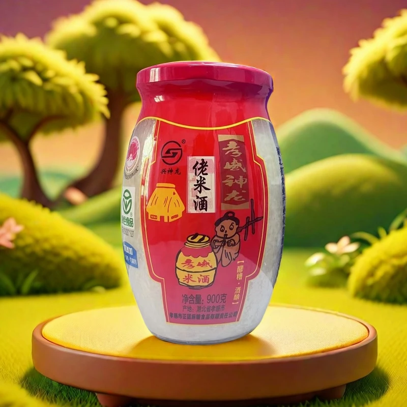 2瓶湖北孝感特产米酒神龙老米酒900克瓶装甜酒酿醪糟月子米酒