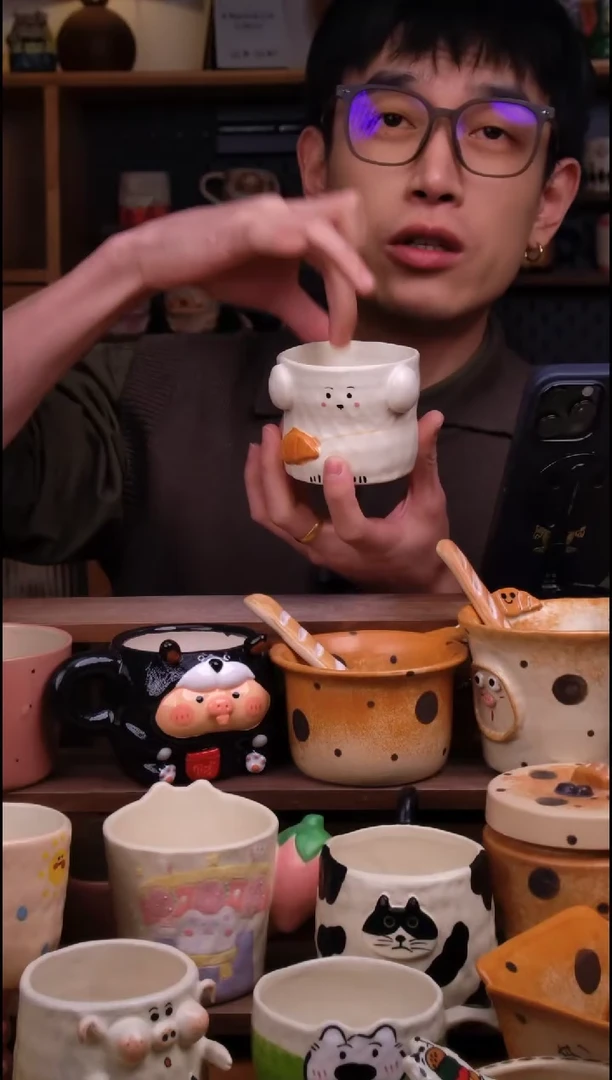 杯子陶景德镇可爱设计师款陶瓷