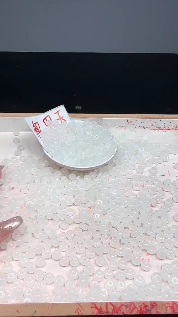 未镶嵌和田玉珠宝半成品白玉N451卡5*8MM20颗 赠弹力线