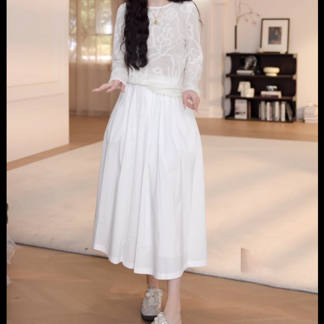 2025春夏新款A 伞裙中长款半身裙百搭修身显瘦裙子LK2501633