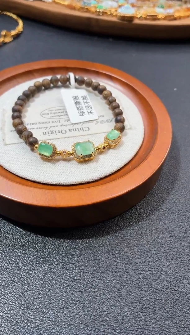 吊坠(不含链)银S925镶嵌翡翠手串