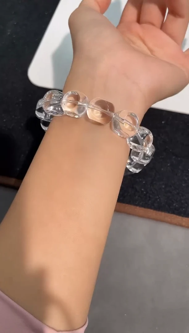 水晶手链未镶嵌6号白水晶方圆有度单圈14mm