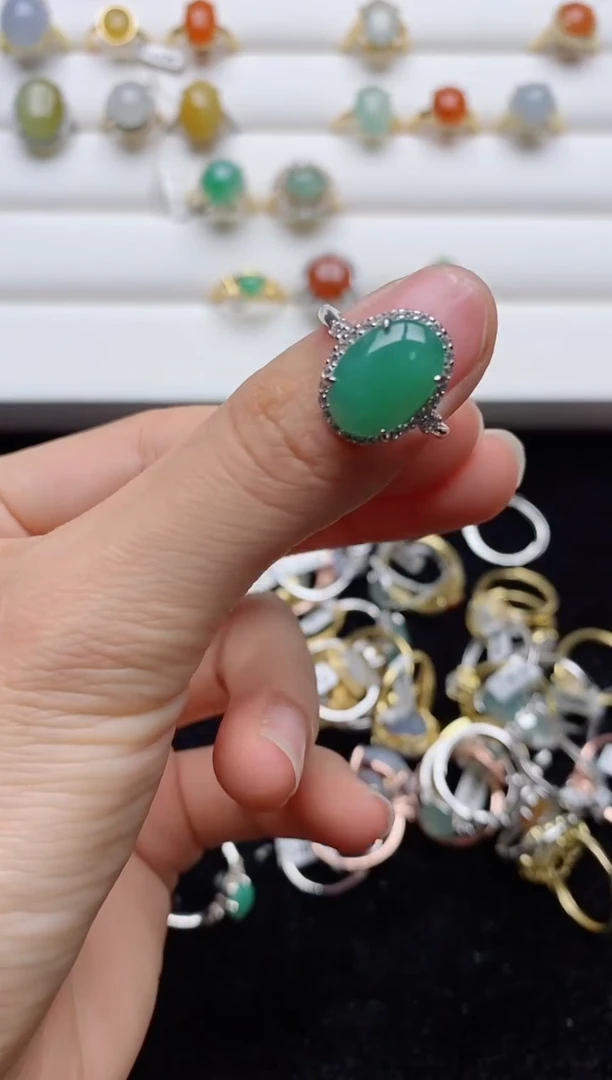 翡翠戒指银S925镶嵌..........