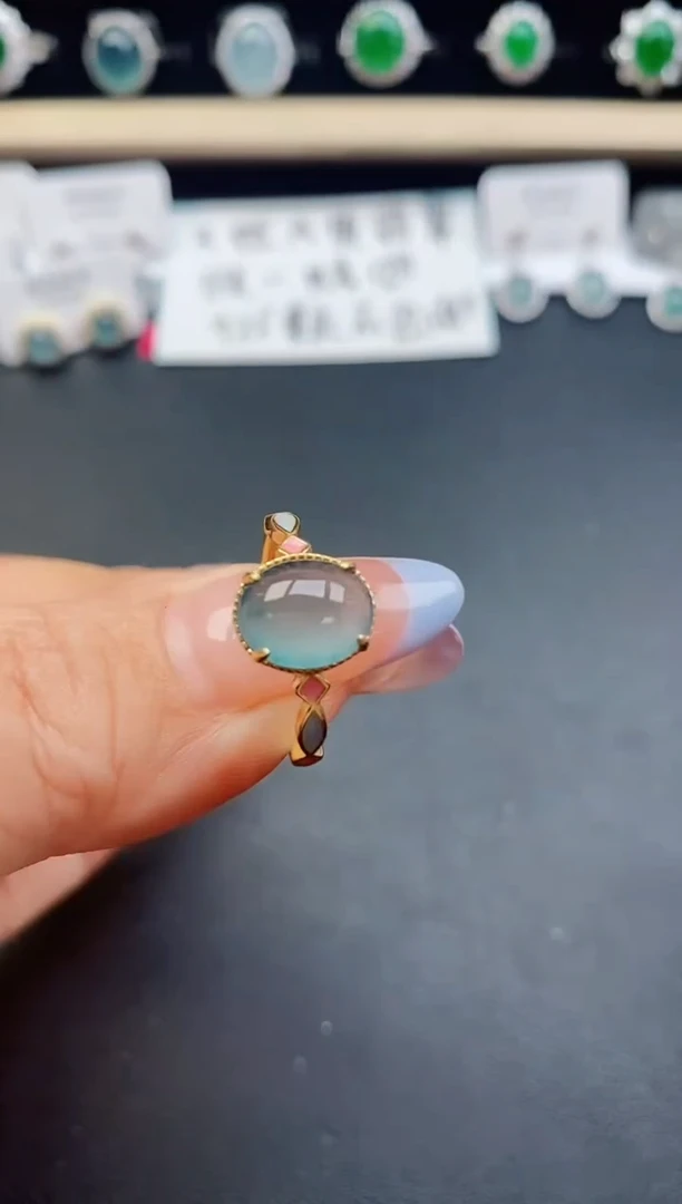 翡翠戒指银S925镶嵌1