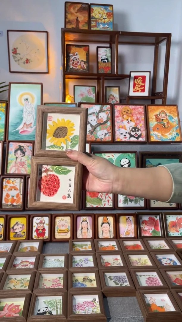 【闪购商品】国画【大吉大荔向日葵】手绘装饰画摆台