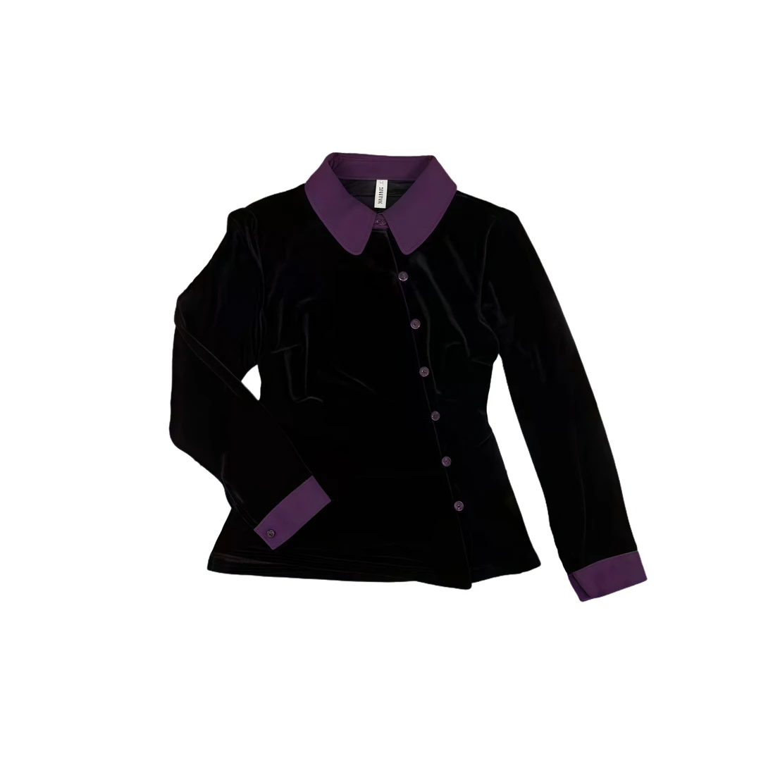 秋冬翻领斜襟长袖打底衫显瘦遮肉时尚中国风上衣A135