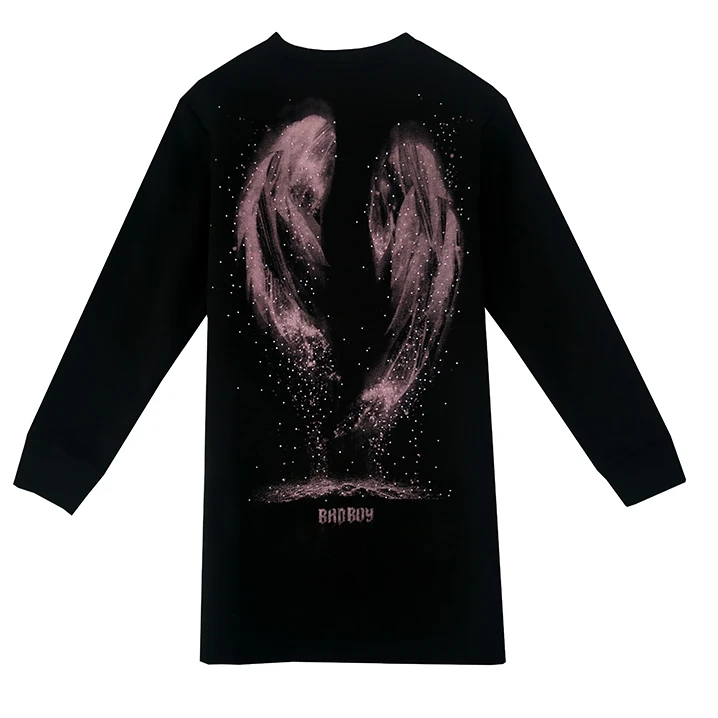 BADBOY高奢女款晕染印花烫钻宽松潮流连衣裙