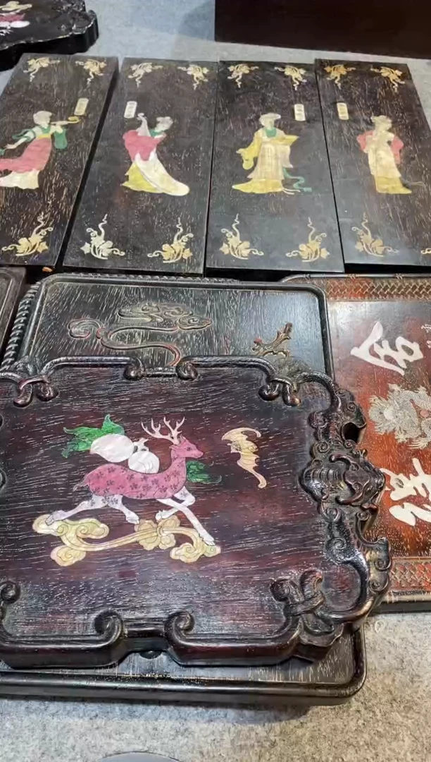 香榧木紫檀拆件雕刻板以直播间实物为准微瑕老物件