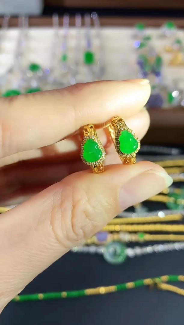 18K金镶嵌翡翠耳饰198|5980