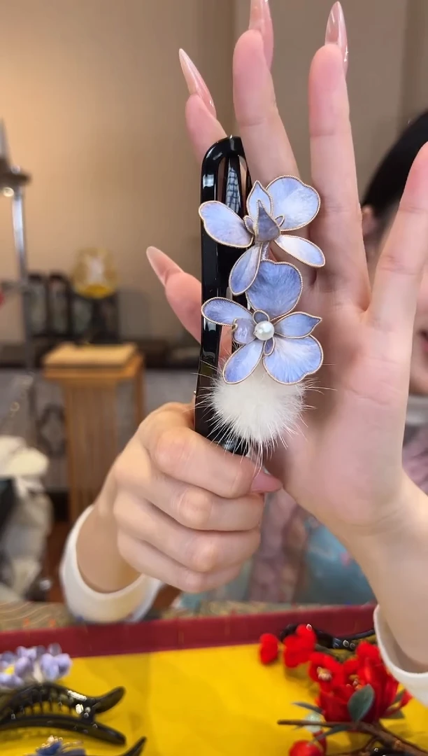 刺绣非遗绒花（发饰）