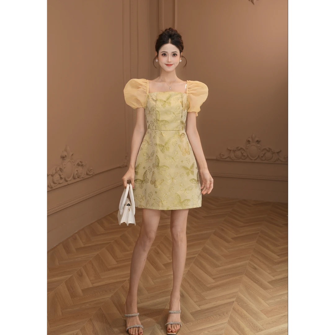 【柒老板定制】新款时尚轻奢复古修身显瘦国风连衣裙40449