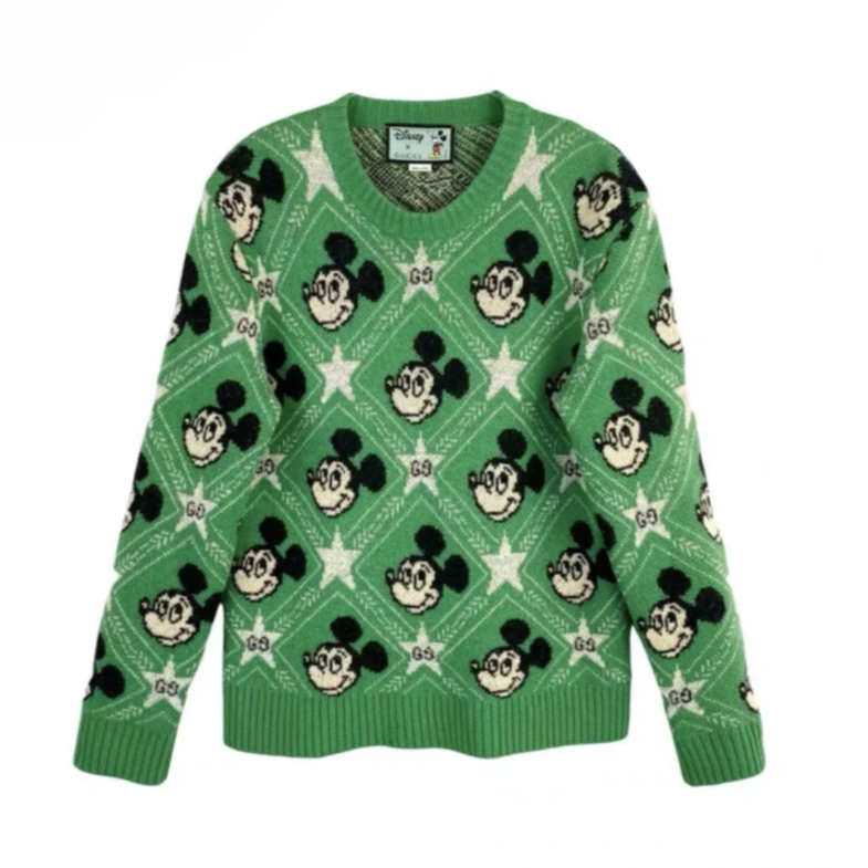99新 GUCCI/古驰 汤/P215462057/ 绿色 米老鼠 圆领毛衣 L码