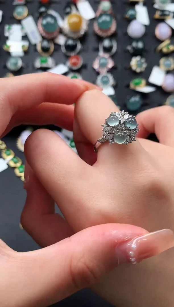 【闪购商品】翡翠戒指银S925镶嵌52141