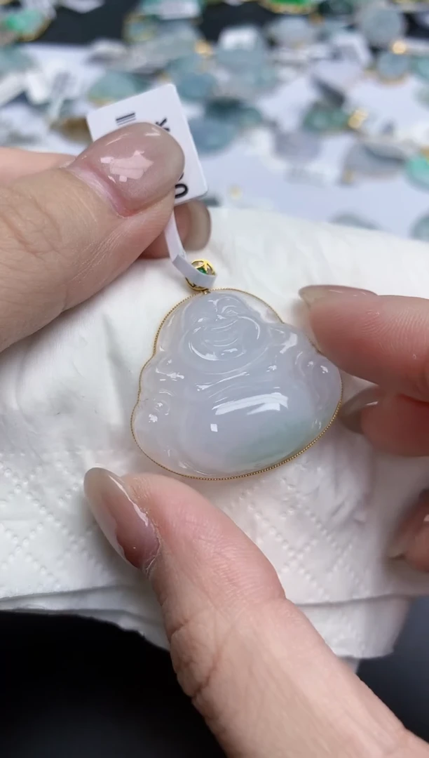 【闪购商品】翡翠颈饰18K金镶嵌天然缅甸翡翠A货