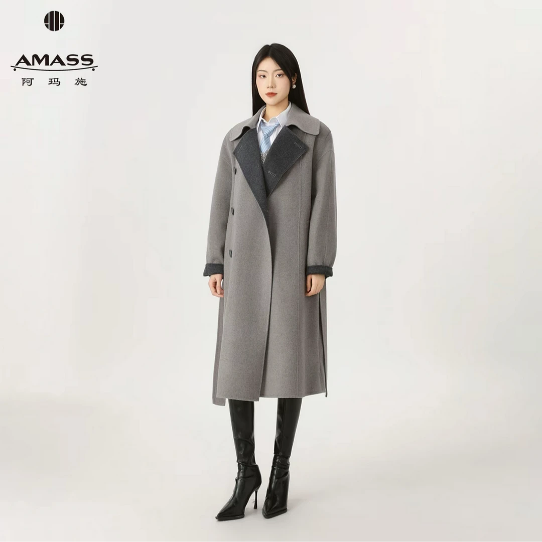 AMASS/阿玛施毛呢外套女温柔绒感大衣女士秋冬呢大衣厚款540029