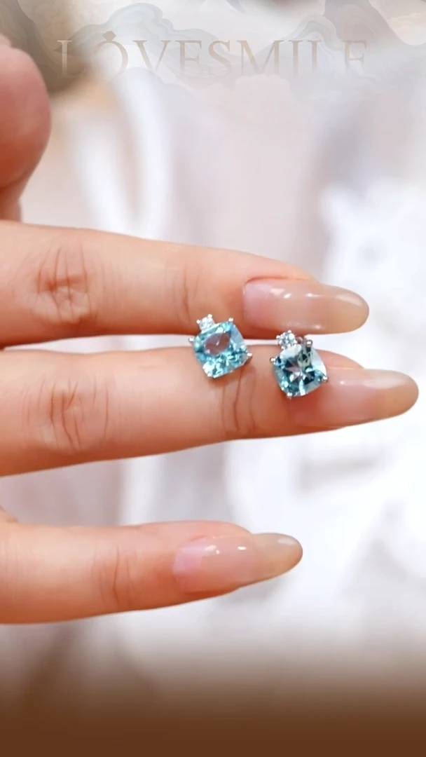 银S925镶嵌托帕石耳饰024