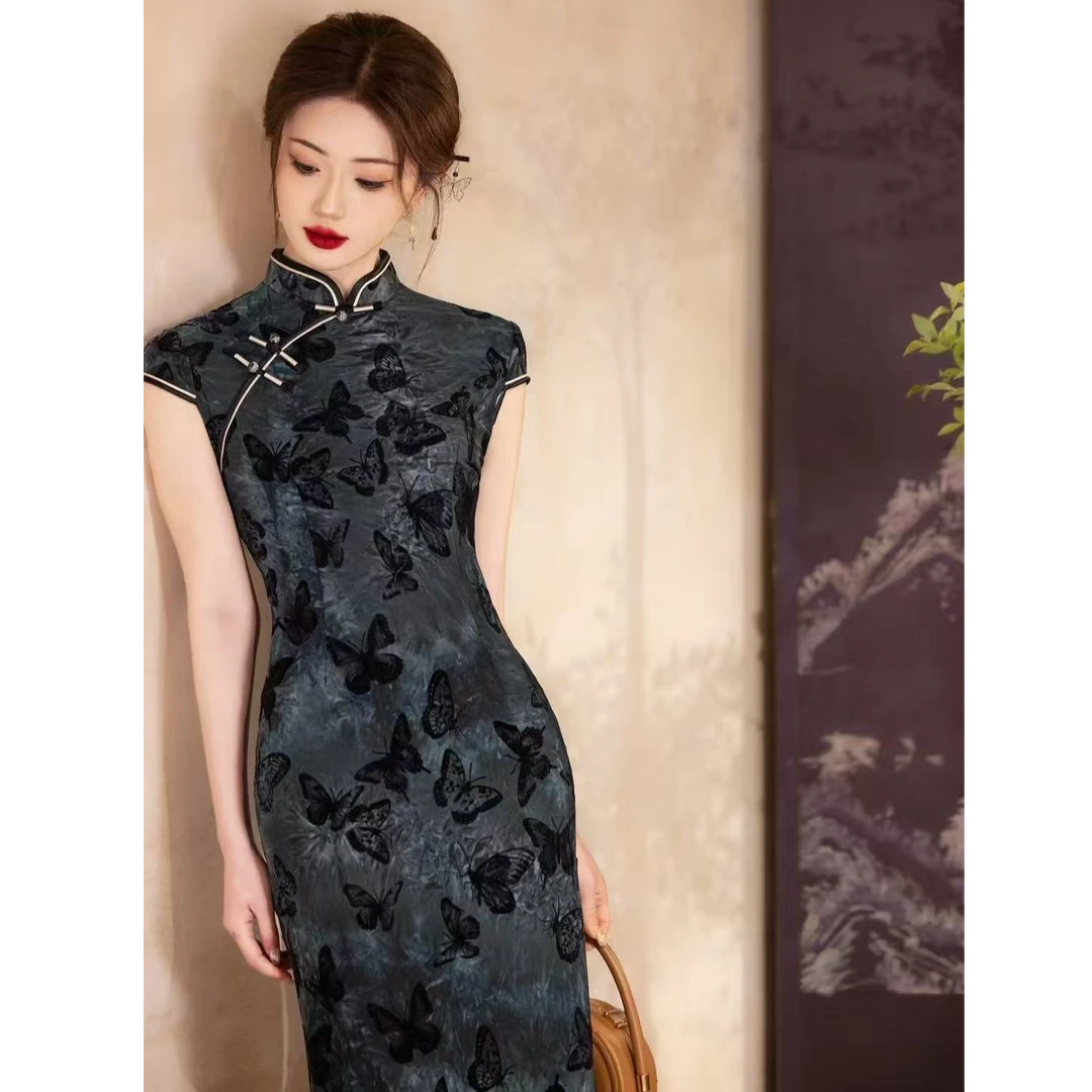 苏故里【天若有晴】文艺复古无袖日常旗袍优雅立领显瘦修身衣长12