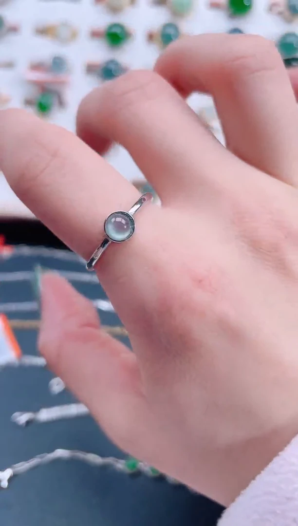 银S925镶嵌戒指翡翠天然翡翠