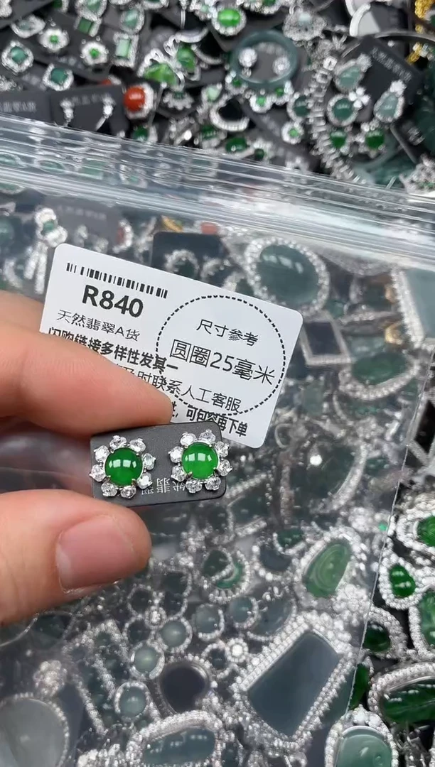 翡翠未镶嵌颈饰R840耳钉