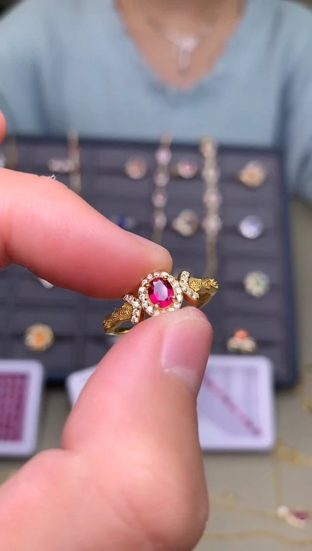 银S925镶嵌戒指红宝石戒指