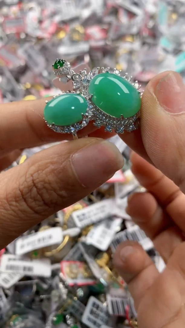银S925镶嵌戒指翡翠444    10