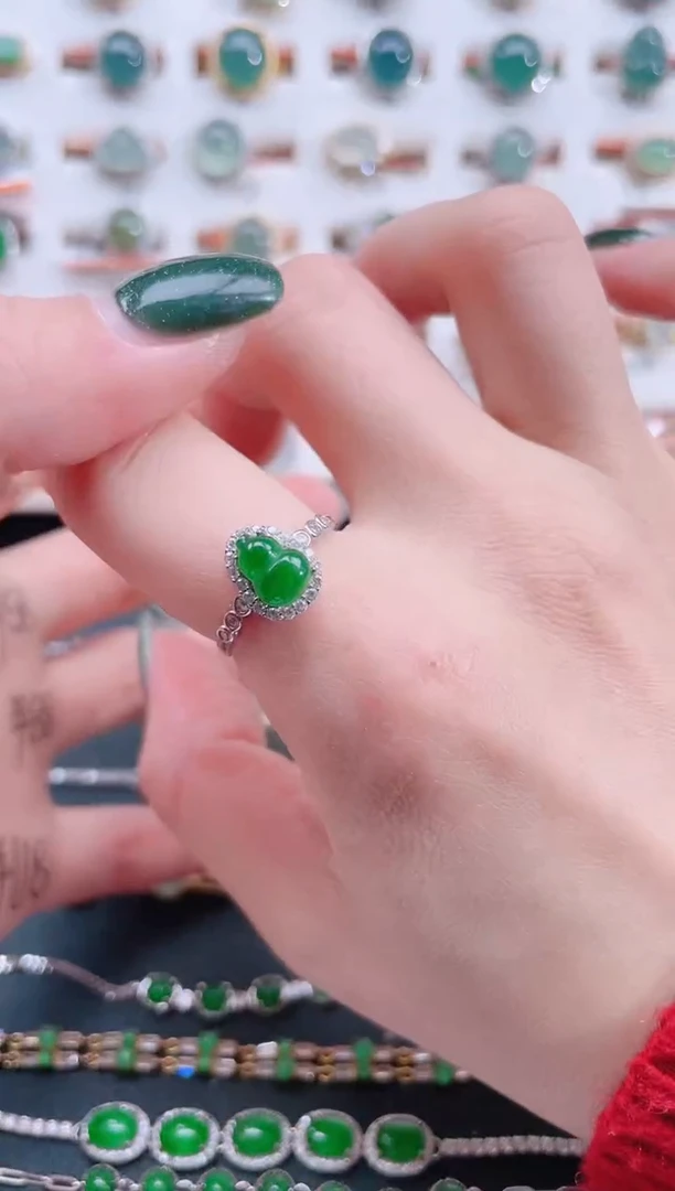 银S925镶嵌戒指翡翠天然翡翠