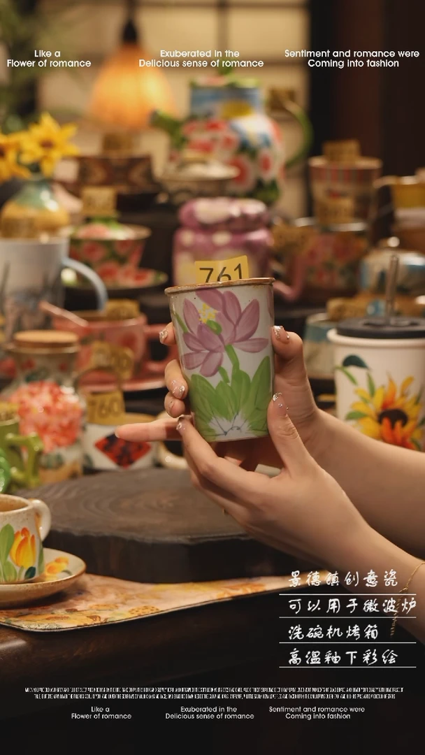 陶瓷761景德镇高温釉下彩绘设计师款式