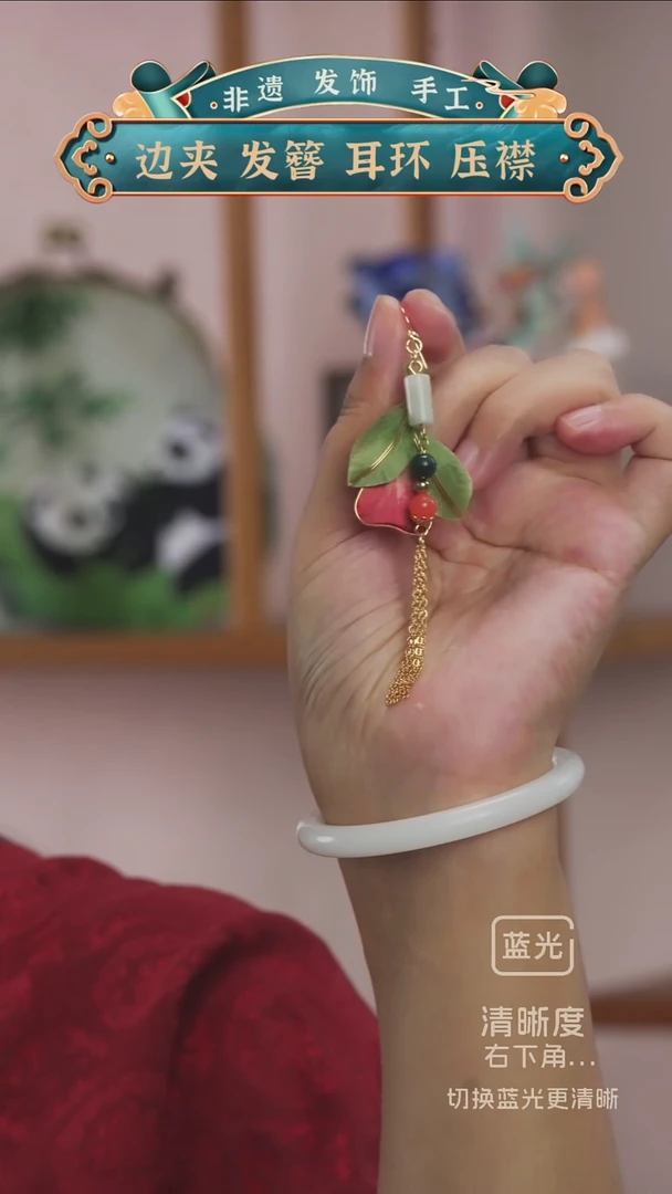 非金属布艺非遗绒花  孤品耳环