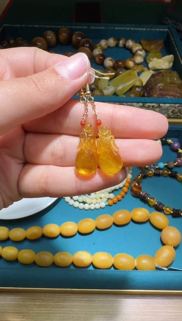 琥珀未镶嵌耳饰果**?多样性发一件 347