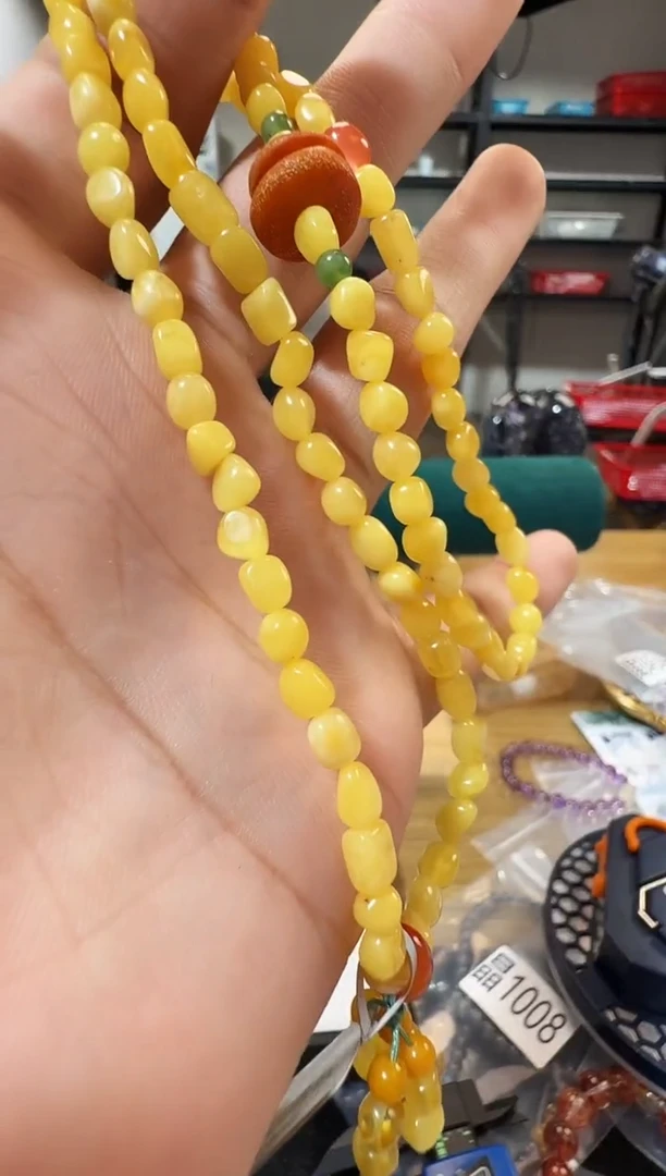 蜜蜡项链未镶嵌晶1233 约4mm