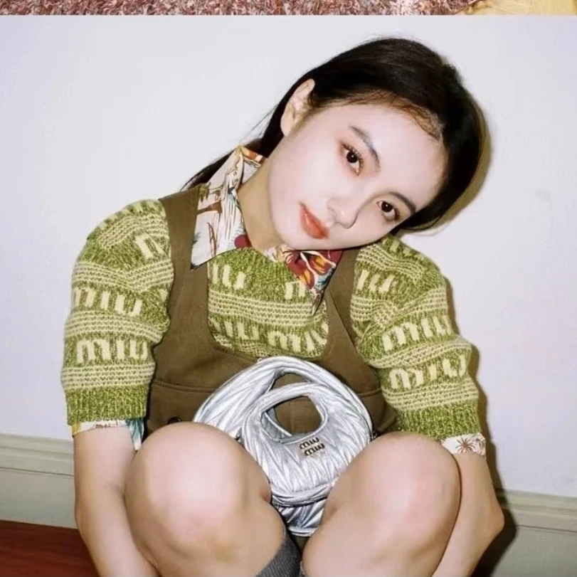 未使用 MIU MIU/缪缪 圆领满印针织短袖 绿色/36/40/42