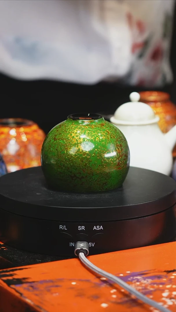 大漆杯子绿金色1