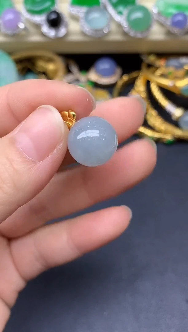 颈饰18K金镶嵌翡翠245-雪姐翡翠天天见
