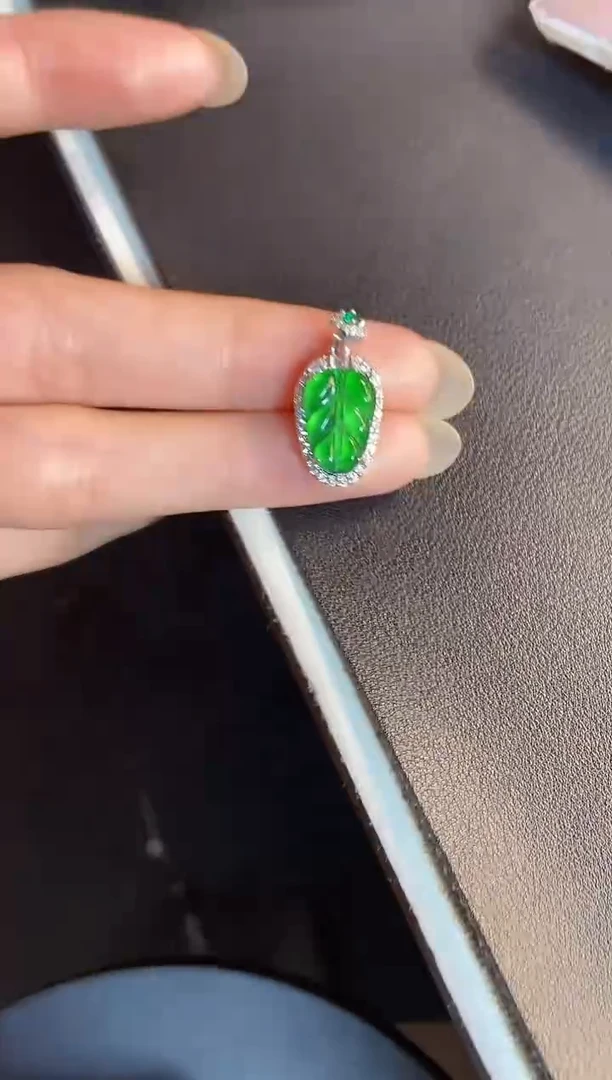 吊坠(不含链)银S925镶嵌翡翠天然A货翡翠